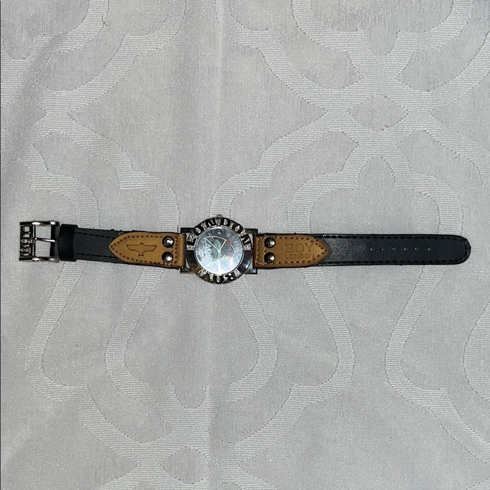 London Boy Black and Brown Leather Men's Watch